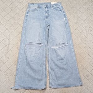 American Eagle Jeans Womens 12 Blue Dreamy Drape Super High Rise Ultra Wide Leg